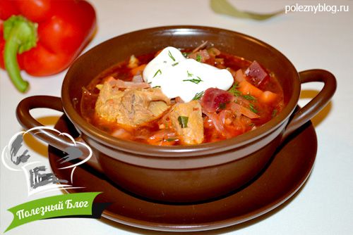 Борщ с ребрышками | Готовый