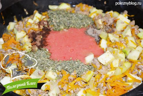 Фарш индейки тушёный с кабачками и тыквой | Шаг 10