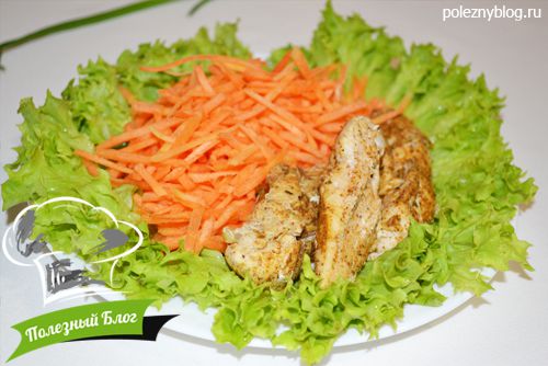Полезный Блог - Куриное филе в пароварке на подушке из сырой моркови и листьев салата - Готовое