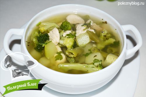 Куриный суп с зелёными овощами | Готовый