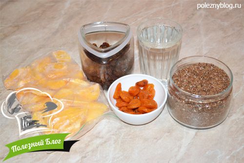 Льняная каша с хурмой, изюмом и курагой | Ингредиенты