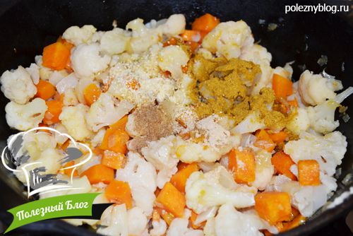 Полезный Блог - Рагу из тыквы и цветной капусты с зелёным горошком - Шаг 7