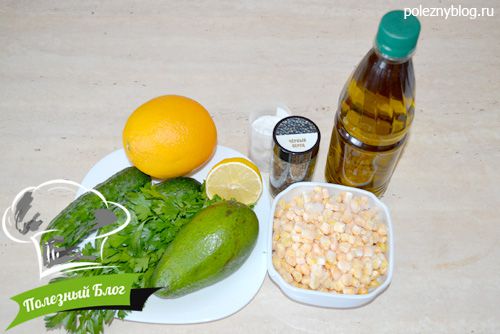 Салат из авокадо с огурцами и кукурузой | Ингредиенты