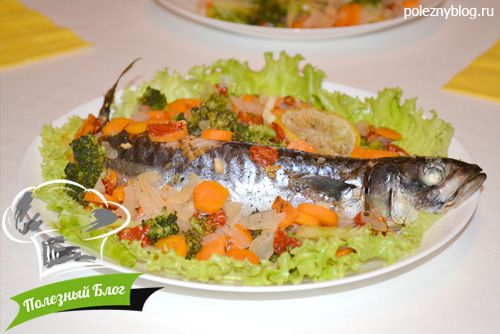 Скумбрия, запечённая с овощами | Готовая