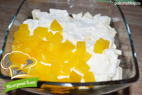 Слоёный салат из огурца, перца и сыра - Шаг 8