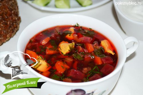 Свекольный суп с курицей - Готовый