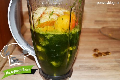 Зелёный коктейль с апельсином, абрикосами и ростками пшеницы - Шаг 8