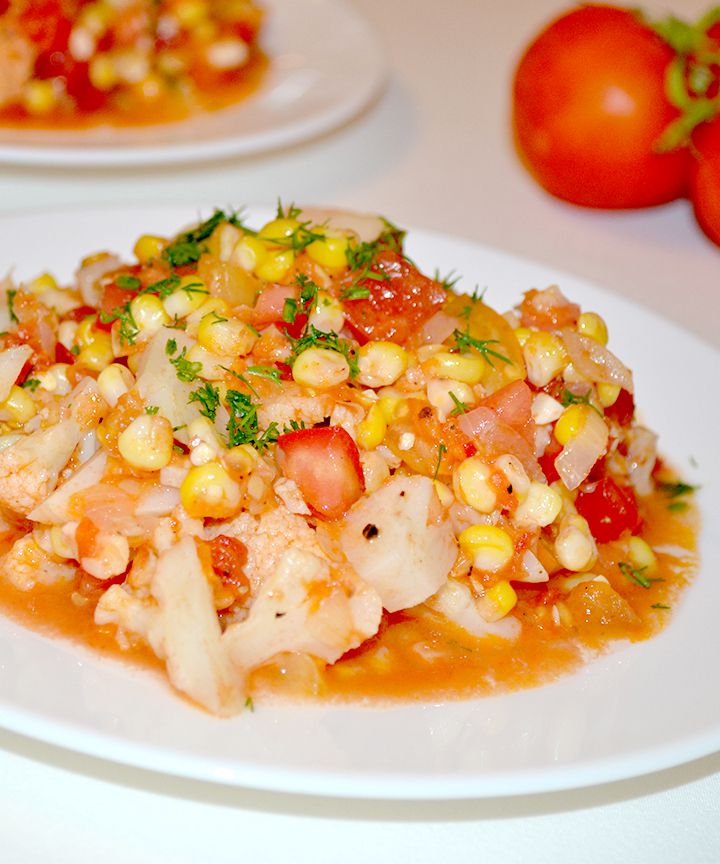 Цветная капуста с кукурузой