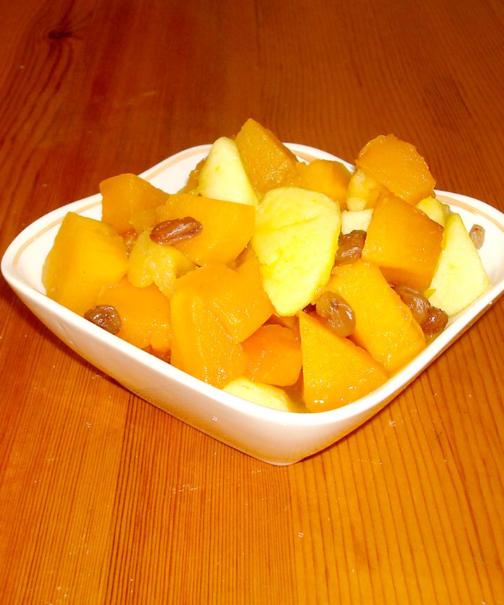 Печёная тыква с яблоками