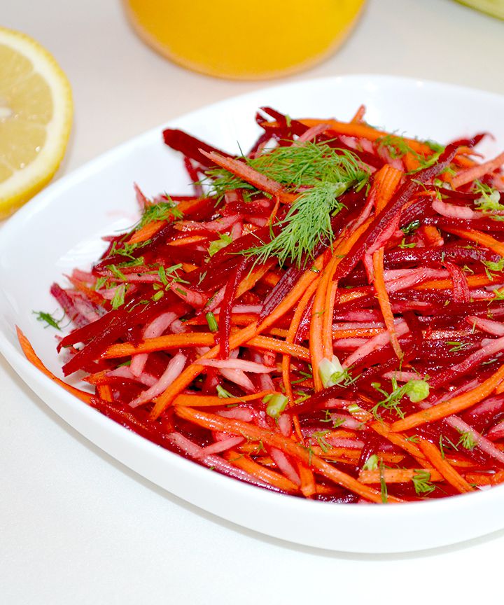 Салат из топинамбура, моркови и свёклы